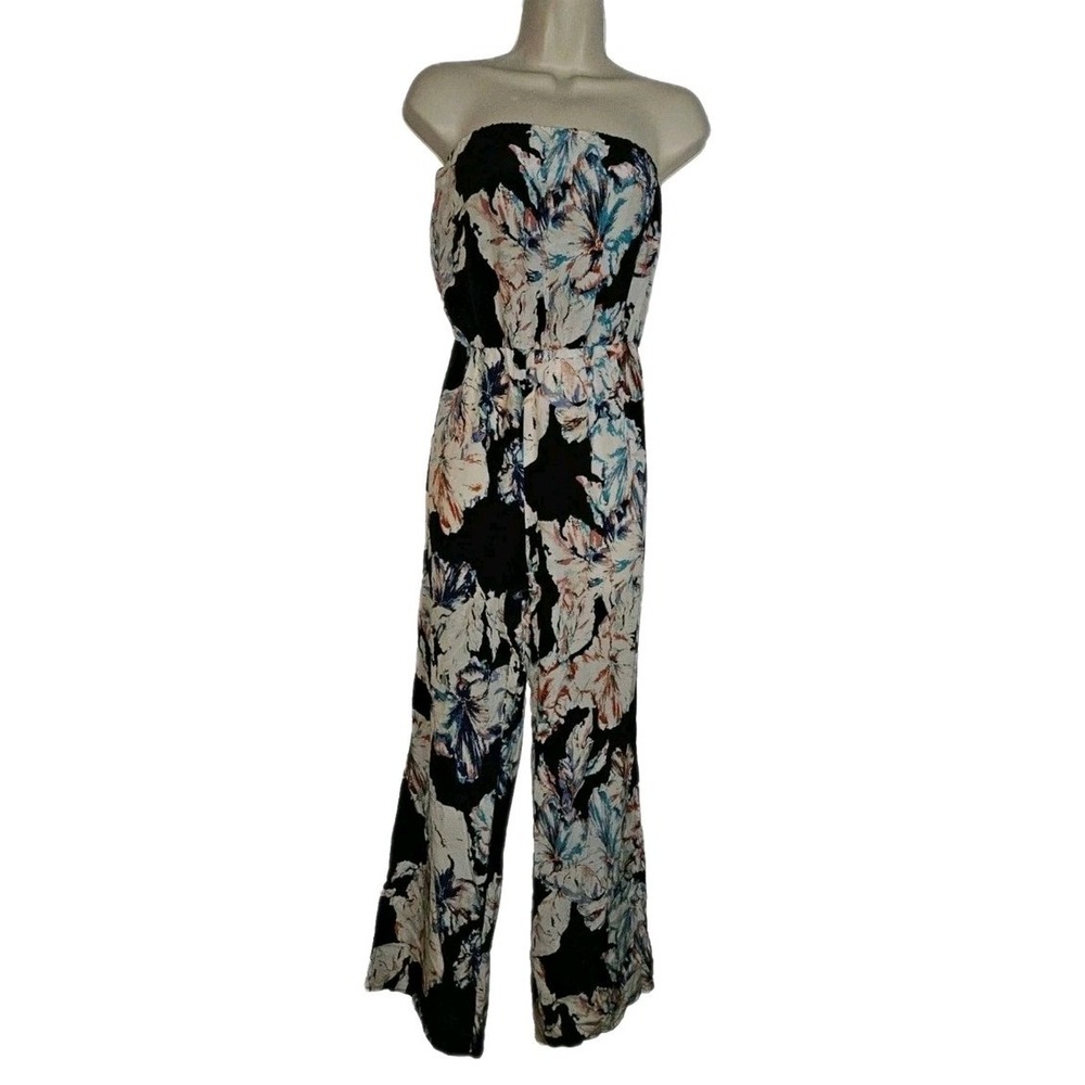 MYNE Ashley Ann Black Art to Wear Print Strapless Pants Romper USA Made Size 0